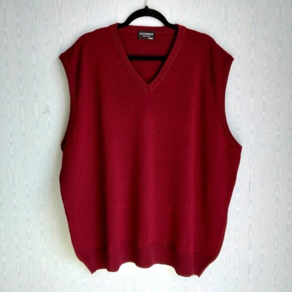 Men's 4XL Gionfriddo Merino Wool Blend Sweater Vest Italian Burgundy Preppy - Picture 1 of 7